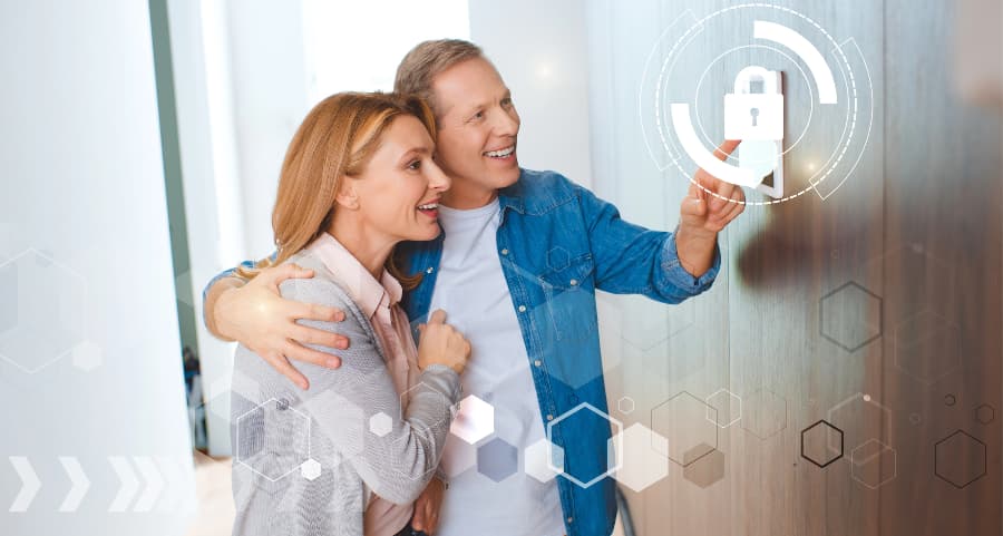 Homeowners using a new home security system
